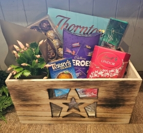 Christmas chocolate hamper with plant